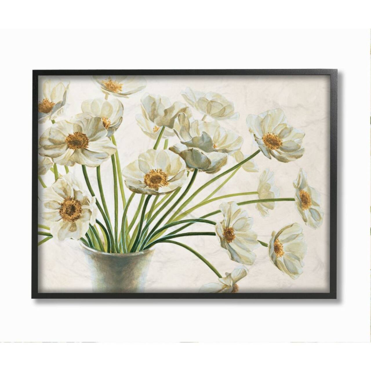 Stupell Industries Peaceful Poppies White Florals Black Framed Wall Art